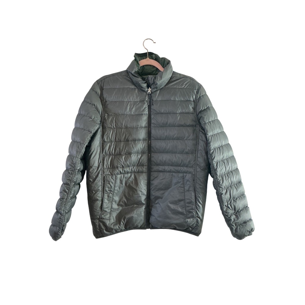 TUMI Men's‎ Packable Down Puffer Jacket Green Full Zip Lightweight Insulated